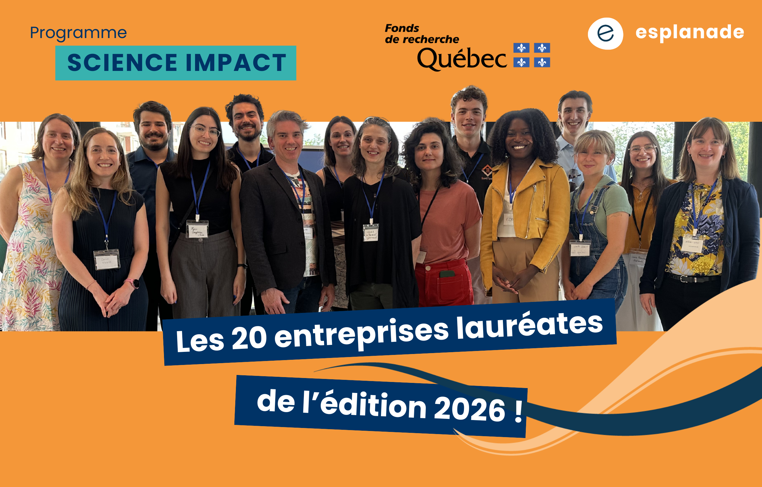 Les 20 entreprises lauréates du programme Science Impact, édition 2026, qui collaborent avec la recherche